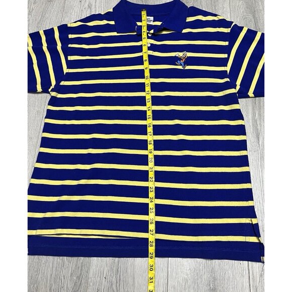 Vintage Disney Store Goofy Logo Embroidered Blue Yellow Striped Polo - Men's XL - Picture 5 of 6